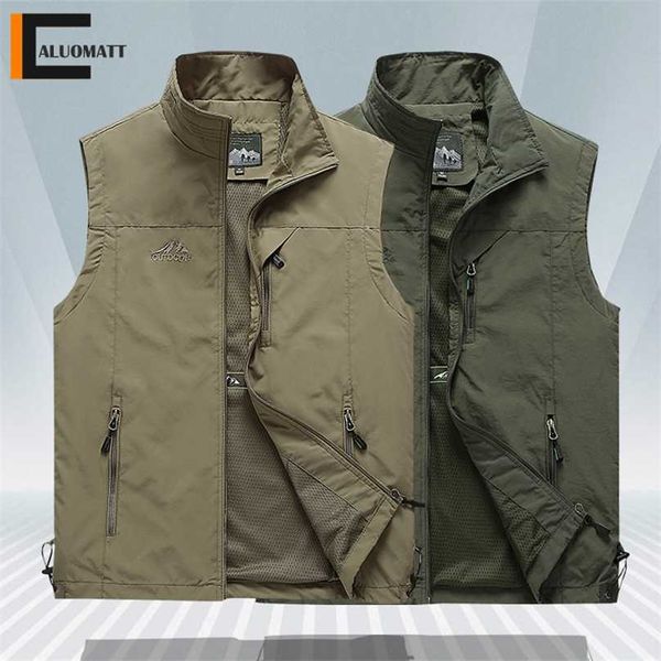 

men vests jacket summer outdoors sleeveless men's vest casual travels thin fishing vest waistcoat male clothes s-5xl 211111, Black;white