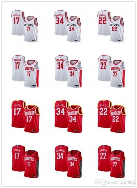 

Mens Womens Youth\rHouston\rRockets\r17 PJ Tucker 34 Hakeem\rOlajuwon 22 Clyde\rDrexler white red custom Basketball Jerseys, Colour