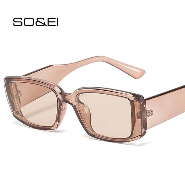 

so&ei ins fashion rectangle sunglasses women vintage brand designer champagne red eyewear shades uv400 men sun glasses, White;black