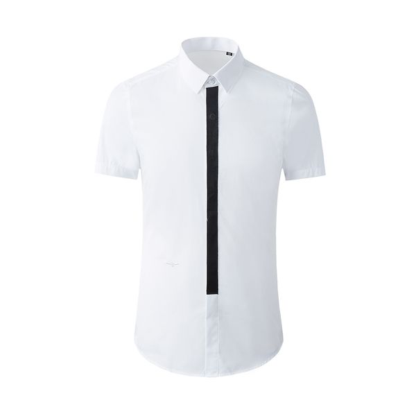 

business shirt deluxe and front ribbon stitching bee embroidery men's short sleeve summer luxury wear, White;black