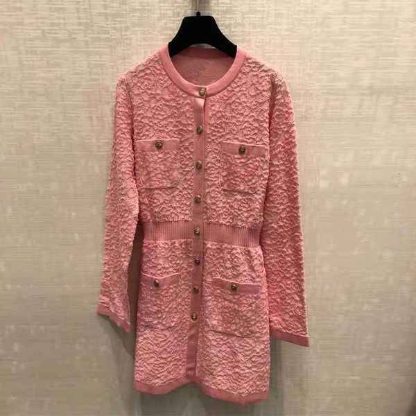 

casual dresses little pink wind perfumed knitting cardigan to cultivate morality waist long temper sleeves dress usuw, Black;gray