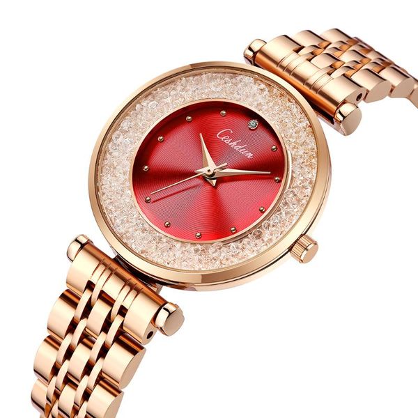 

elegant rolling rhinestone quartz watch women rose gold stainless steel bracelet fashion ladies dress crystal female gift wristwatches, Slivery;brown