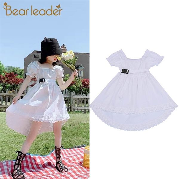 Baby Mädchen Casual Solide Kleider Mode Kinder Sommer Prinzessin Kostüm Kinder Schärpen Party Kleidung Für 3-7Y 210429