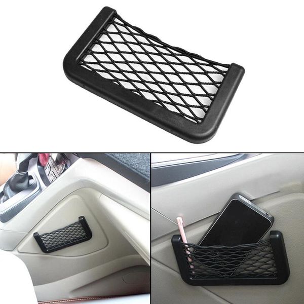 

car organizer universal seat side back rack net bag phone holder pocket black