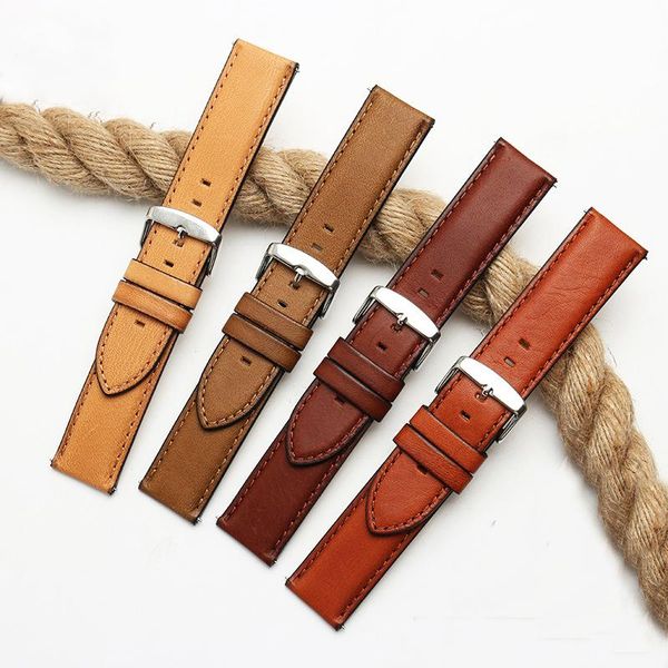 

watch bands onthelevel accessories cow leather strap bracelet khaki band 18mm 20mm 22mm watchband for #d, Black;brown