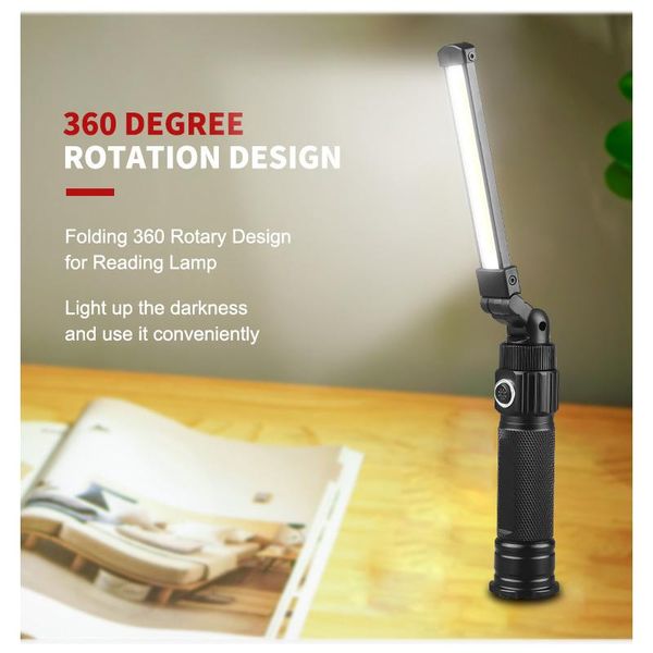 

portable lanterns usb charging tactical torch- cob led light lamp multifunction folding magnetic hand car repair