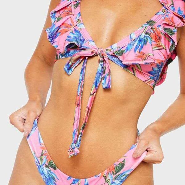 

bikini women low waisted swimsuit two piece ruffled flounce padded with brazilian bottom bathing suit for womenby air