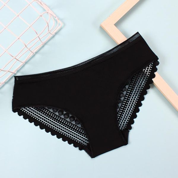 

women's panties high waisted cotton cottoice traceless large lace transparent breathable 2021 fashion underwear, Black;pink