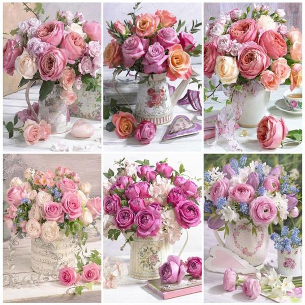 

diamond painting evershine mosaic full square flower cross stitch floral bead embroidery rose picture of rhinestones