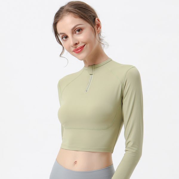 

tees women's t-shirt same autumn and winter solid color tight sports running fitns yoga t-shirt long sleeve, White