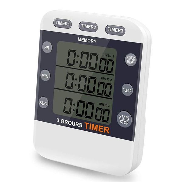 

timers digital timer 99 hour triplecount down/up clock kitchen cooking with large lcd display loud alarm magnet bracket