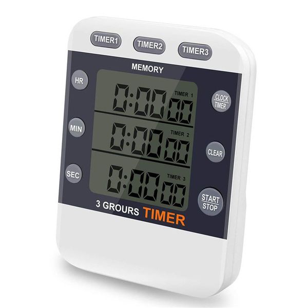 Timer Digitaler Timer 99 Stunden TripleCount Down/Up Uhr Küche Kochen mit großem LCD-Display Lauter Alarm Magnethalterung