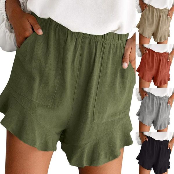 

women's shorts women summer cotton casual solid color high-waist linen 2021 fashion woman streetwear short pants, White;black
