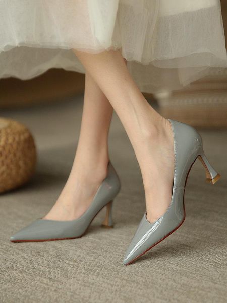 

dress shoes eshtonsh thin high heels pumps women pointed toe footwear patent leather wedding female summer party woman spring, Black