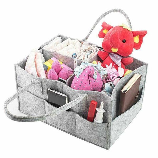 

car organizer baby diaper caddy felt changing nappy kids storage carrier bag grey