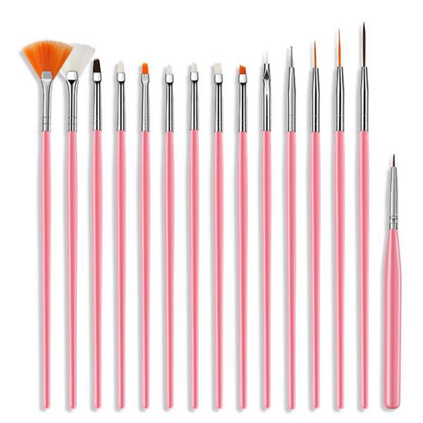 

15pcs nail art uv gel brush set pen uv gel nail art builder flat crystal painting drawing carving pen manicure tool, Yellow