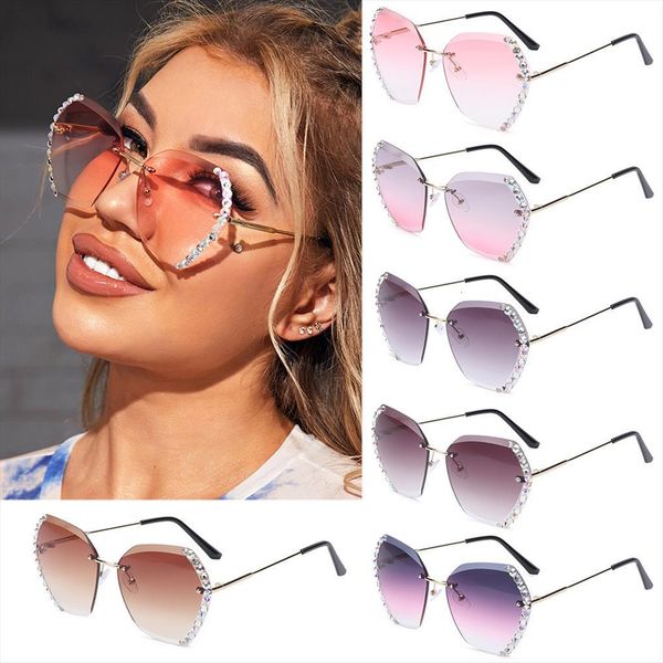 

diamond square rimless sunglasses retro oversized gradient sun glasses summer shades uv400 eyewear fashion accessories, White;black