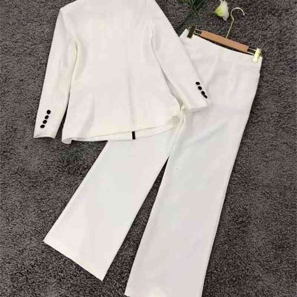 

pants est fashion blazer sets autumn 2 piece set women striped color block blazer coat+straight long pant sets & suits work, White