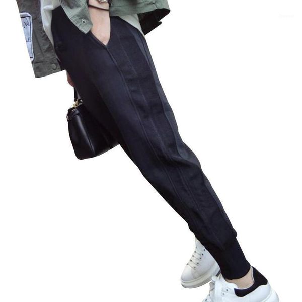 

women's pants & capris loose chic women trousers high waist sports autumn ankle length haren, Black;white