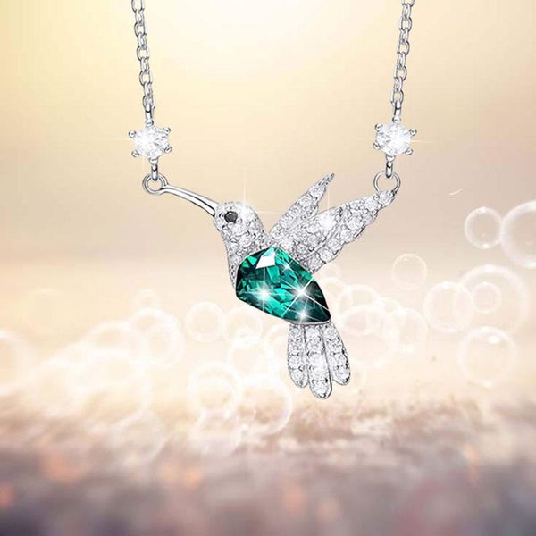 

pendant necklaces bird for women animal crystal statement necklace female wedding jewelry gifts, Silver