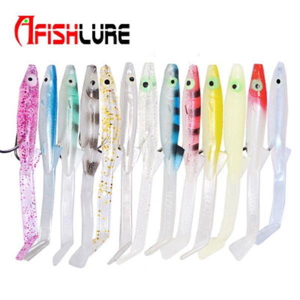 

6pcs/lot fishing lure fish eel lures white blue soft baitss with hook 8cm 2.3g small artificial baits pesca leurre