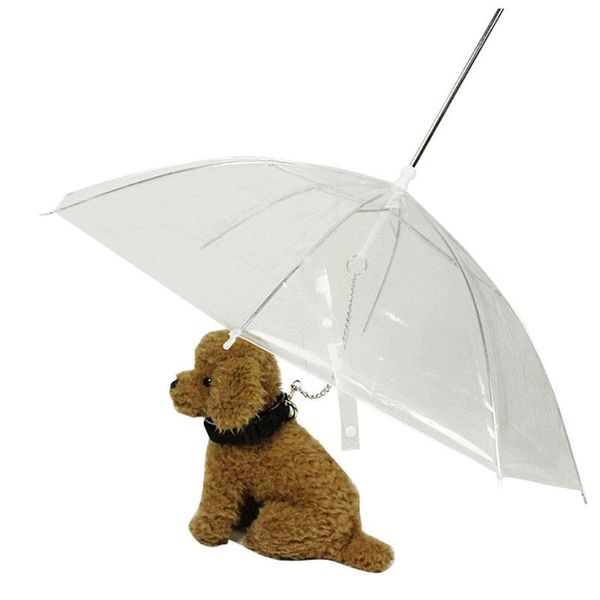 

pet umbrella dog leash traveling out walking traction teddy bichon dogs pets accessories portable transparent rain gear products collars & l