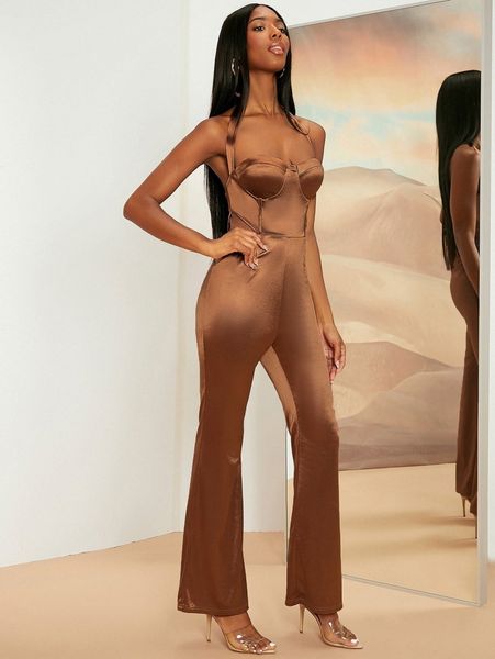 

newness solid tie back jumpsuit 28wz#, White