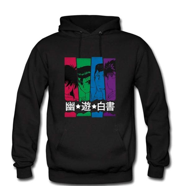 

men's hoodies & sweatshirts yu hakusho men cotton fleece supernatural anime manga yusuke urameshi kazuma kuwabara kurama hiei sweatshi, Black