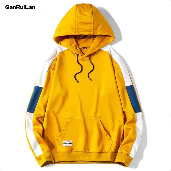 

fashion hoodie streetwear hip hop patchwork hooded jersey hoody men's hoodies drawstring pocket sweatshirts b0760 210518, Black