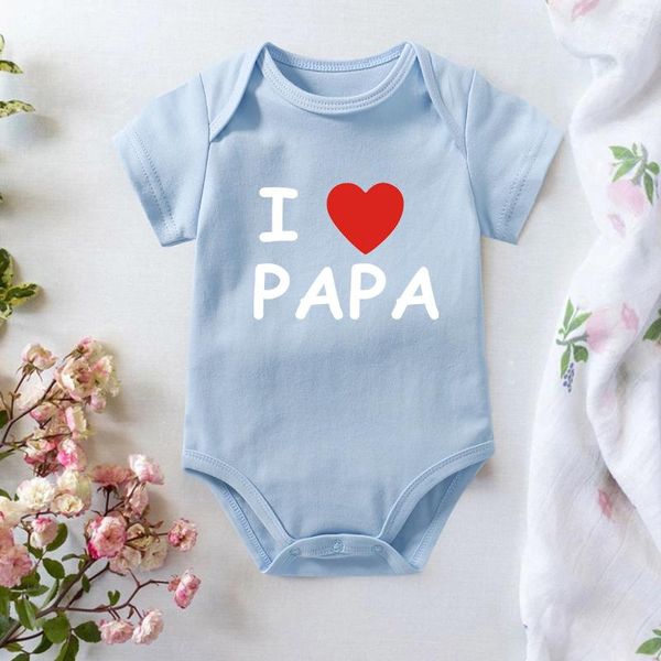 

rompers i love papa born baby bodysuits cotton summer body boys girls short sleeve outfits shower gift, Blue