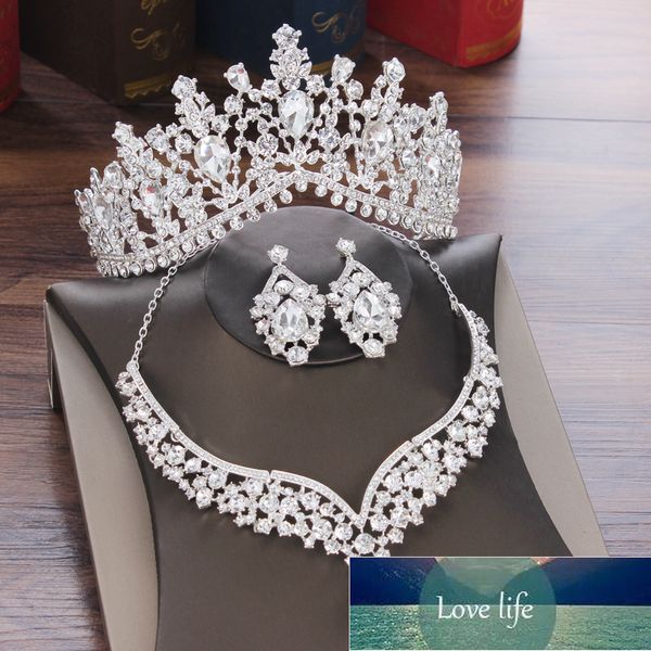 Set di gioielli da sposa con goccia d'acqua in cristallo barocco Set di gioielli da sposa con corona di strass Diademi per la sposa Set di gioielli da sposa Dubai Prezzo di fabbrica design esperto Qualità