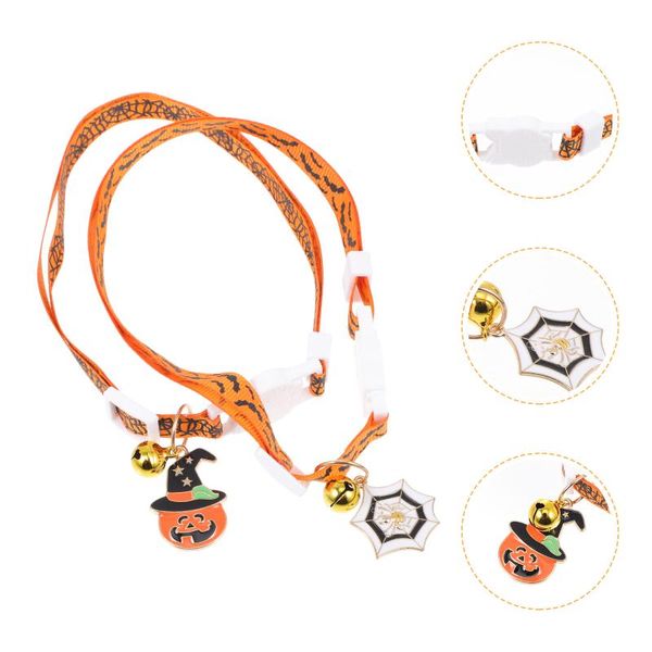 

cat collars & leads 2pcs pumpkin ghost collar neck strap adjustable safety