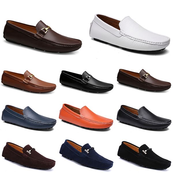 

fashions leather doudou men casuals driving shoes breathable soft sole light tan blacks navys whites blues silver yellow grey footwear all-m, Black