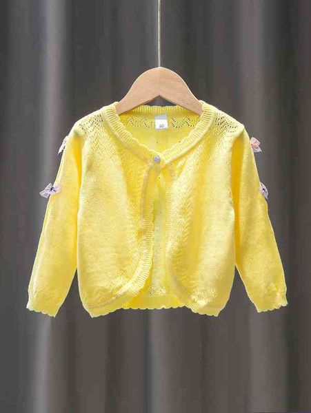 

baby scallop trim bow detail asymmetrical hem cardigan she, Blue