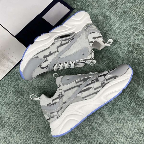 

Men B22 Sneaker Designer Platform Shoes women Calfskin fashion Leather Patchwork Mesh shoe Flat Low Top Lace-up Canvas Trainers EU47, Black