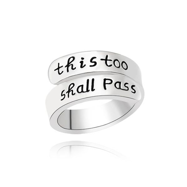 

alloy size adjustable ring this too shall pass women girl friend gift cluster rings, Golden;silver