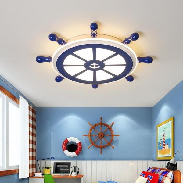 Plafoniere Lampada da vela blu per bambini Illuminazione Camera dei bambini Lampade a led Sala da pranzo Camera da letto Legno Bambù