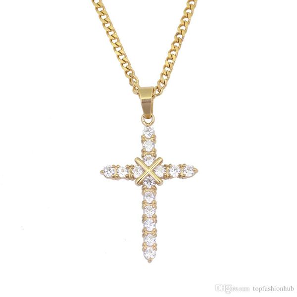 

men's hip hop jewelry cross-mounted zircon pendant new europe and america, Silver