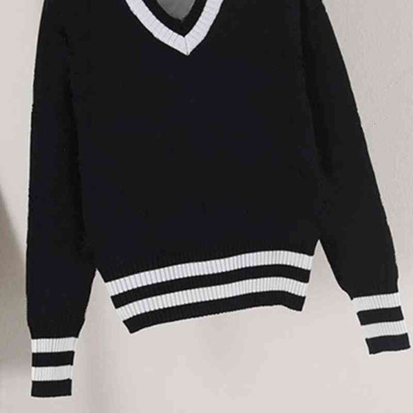 

Women's Sweaters Casual Knit Contrast Color Long Sleeve Autumn Fashion Wear Classic ladies sweater designer luxury clothes CAHK, White;black