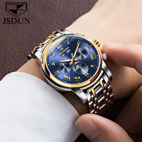 

jsdun brand luxury men mechanical clock business automatic for man montre, Slivery;brown