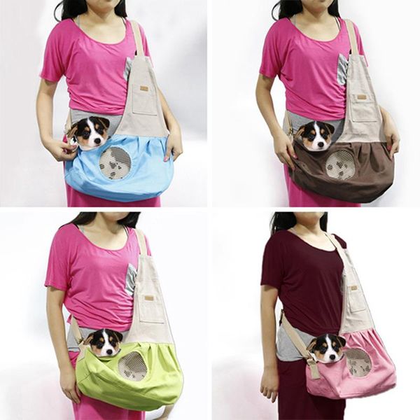 

portable foldable dogs carrying bags canvas breathable slings handbags for small pets teddy cat puppy dog carriers pet supplies car seat cov