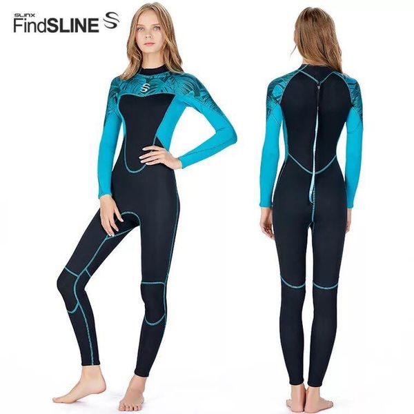 

one-piece suits women keep warm wetsuits high-elastic 2mm neoprene slim long sleeved scuba diving suit snorkeling swimsuit