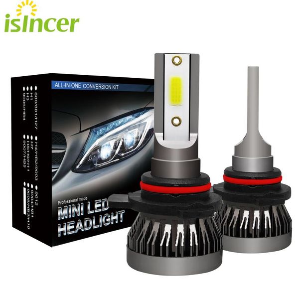 

car headlights isincer h8 h9 h11 led headlight bulbs 6000k 8000k lights headlamps with super bright cob chip 80w 2 pcs