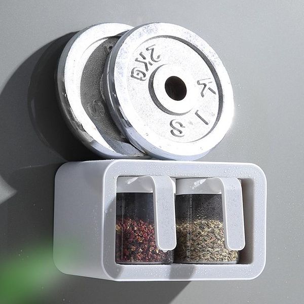 

storage bottles & jars seasoning box set wall-mounted punching and space-saving household kitchen shelf combined vc