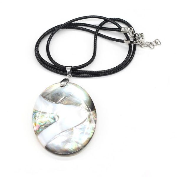

natural splicing shell pendant necklace oval shape charms for women men jewelry trendy gift necklaces, Silver