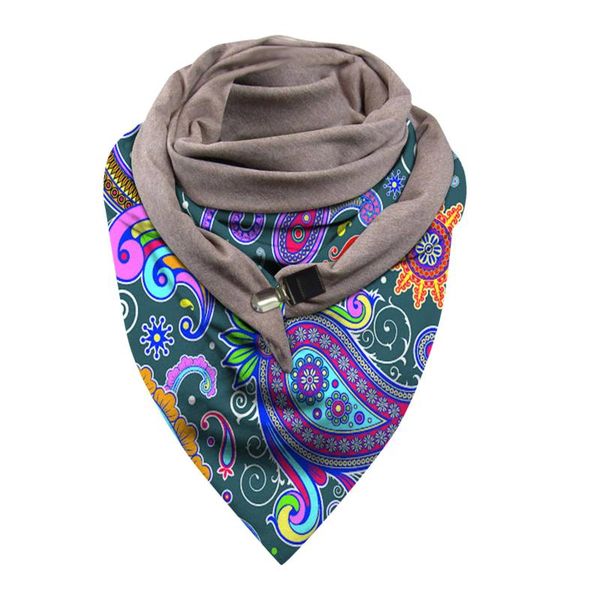 

scarves fashion women warm winter color cashew flower printing button soft wrap casual shawls foulard femme l3, Blue;gray