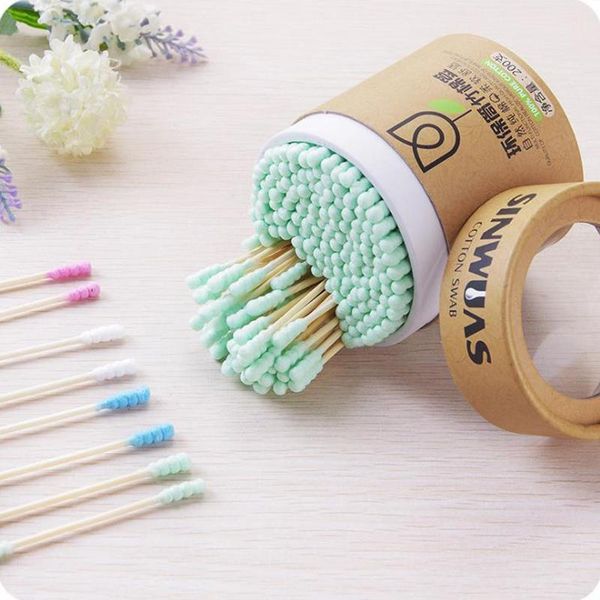 

cleaning cloths 2021 color double-headed spiral cotton swab 200pcs clean sanitary for makeup remover ears swabs