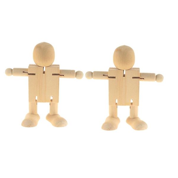 

party favor 2pcs diy painting graffiti wood man deformation joint activity wooden robot children creative educational toys