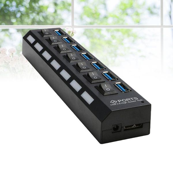 

hubs 7 ports usb 3.0 hub splitter with individual power switch for lappc (black)