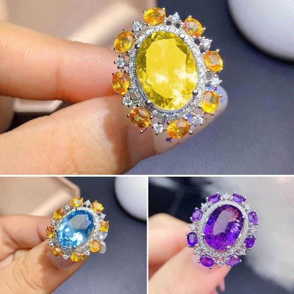 

wedding rings luxury oval design europe america jewelry inlay cut cubic zircon women's engagement party exquisite ring, Slivery;golden